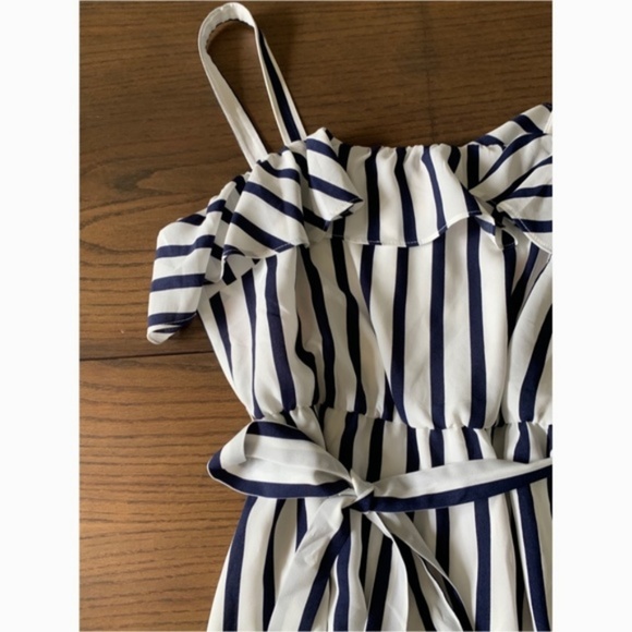 Betsey Johnson Navy Striped Ruffle Maxi Dress - Picture 2 of 4